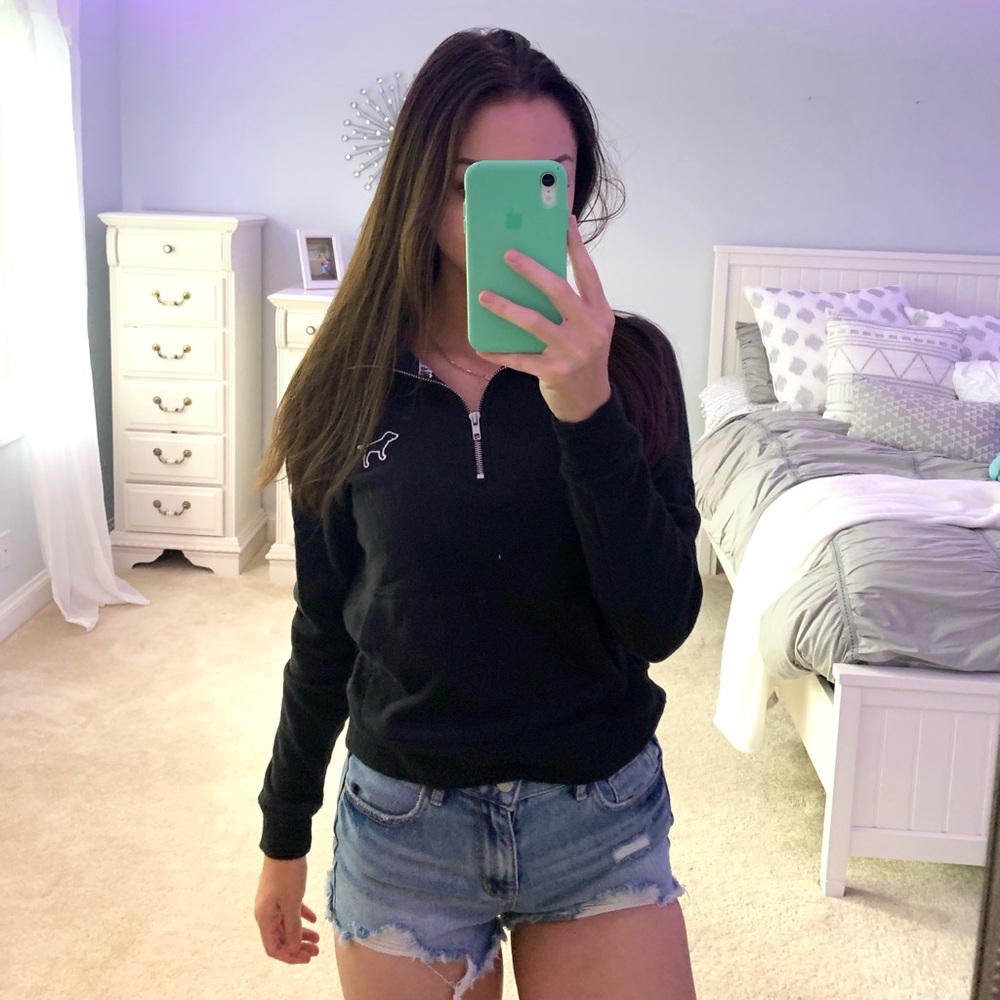 VS PINK Black Quarter Zip
